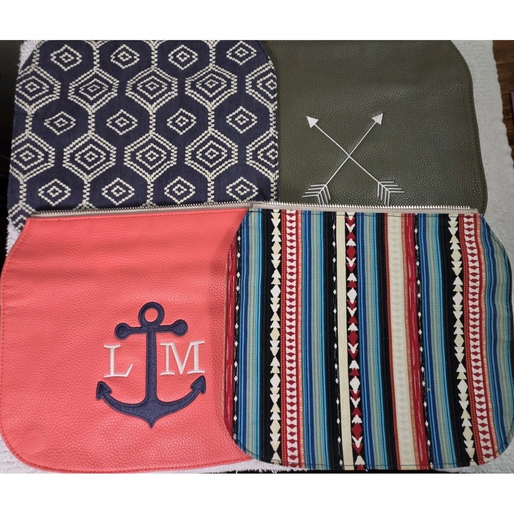 Lot of 4 Thirty-One Studio 31 Interchangeable Purse Flaps Coral Aztec...